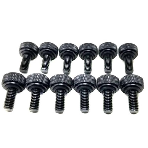 Bead Lock Screw - Knurled Black Aluminum w/O-ring - 5mm x 10mm - 12 pack