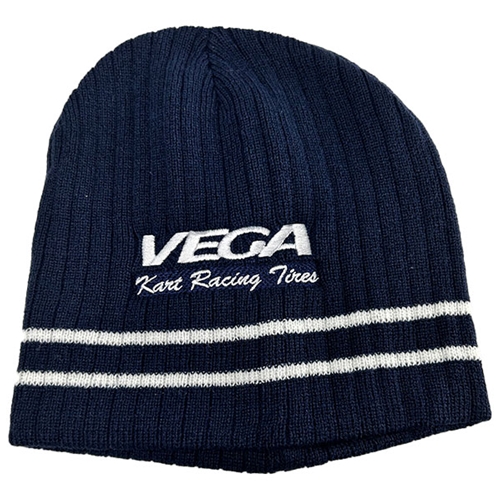Beanie Hat, Sock Cap - Navy Blue w/White