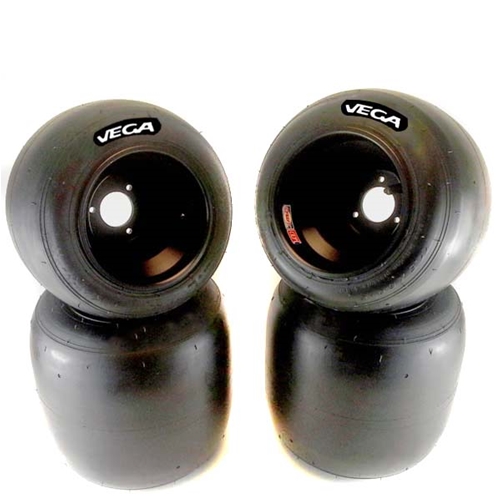 Vega MCM White Tire & VanK Black Wheel Set - Mounted